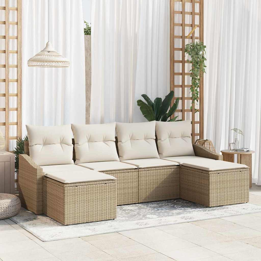 Set di divani 6 pz Beige polyrattan