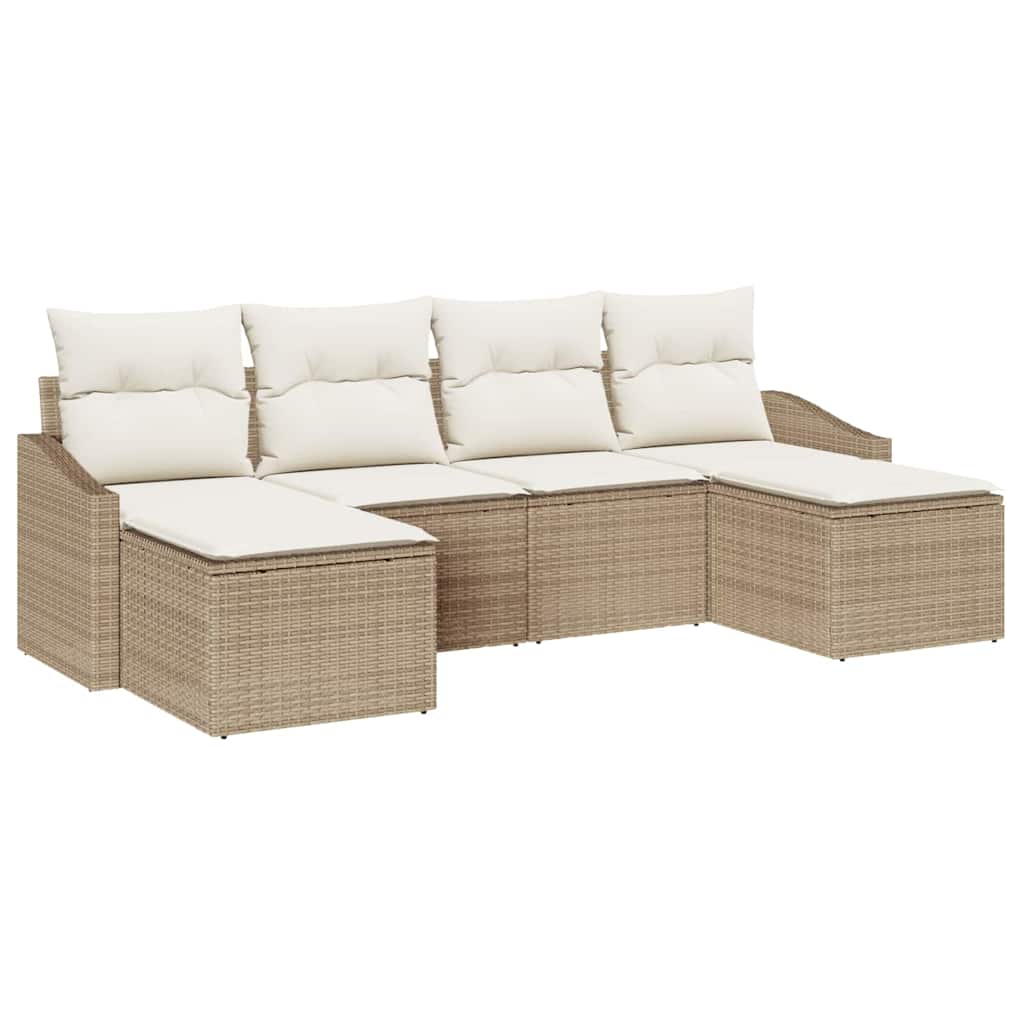 Set di divani 6 pz Beige polyrattan