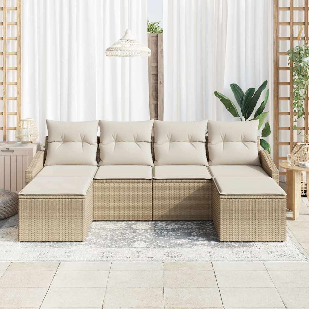 Set di divani 6 pz Beige polyrattan