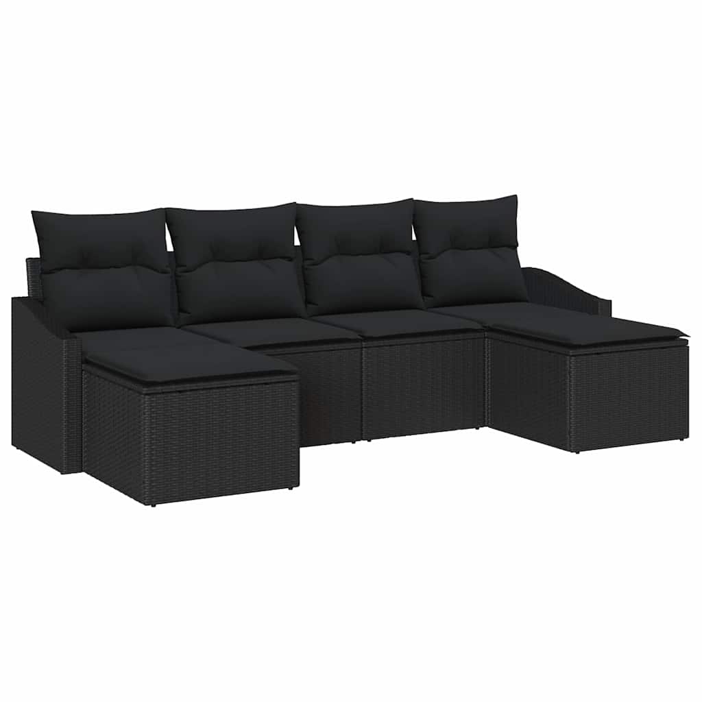Set di divani 6 pz Nero polyrattan