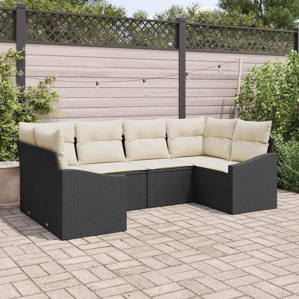 Set di divani 6 pz Nero polyrattan