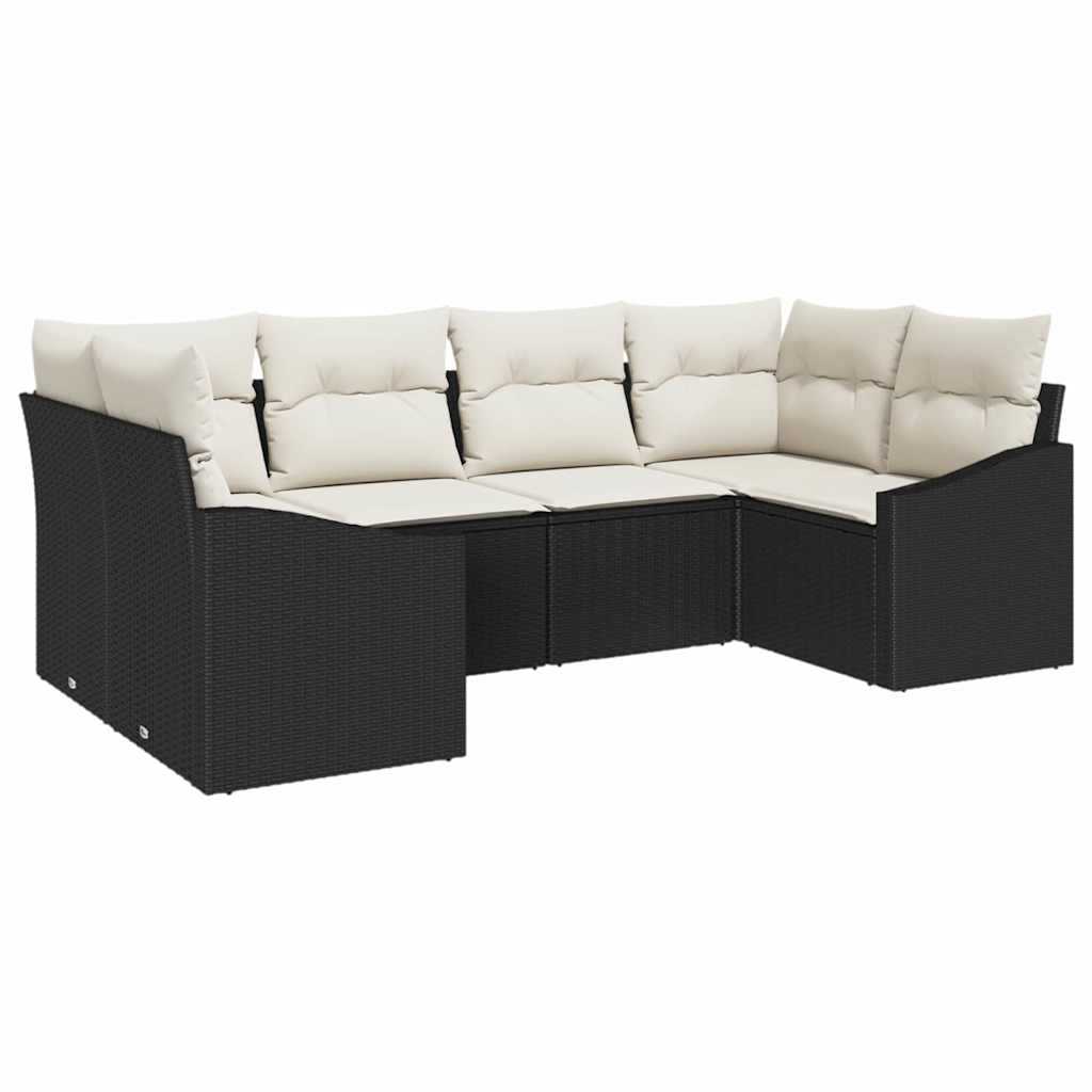 Set di divani 6 pz Nero polyrattan