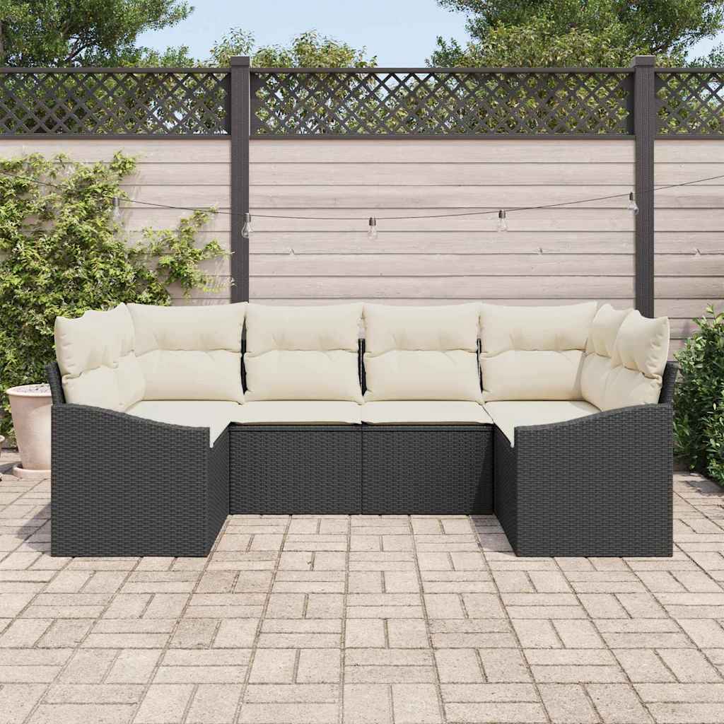 Set di divani 6 pz Nero polyrattan