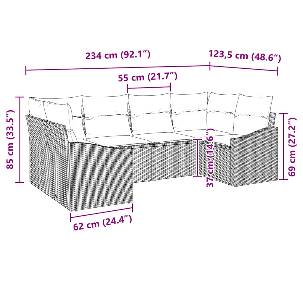 Set di divani 6 pz Nero polyrattan