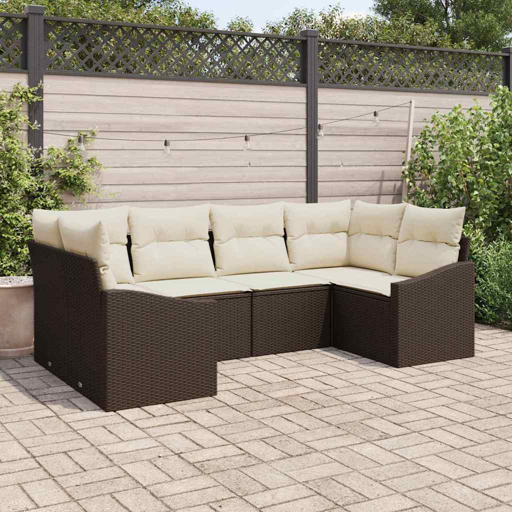 Set di divani 6 pz Marrone polyrattan
