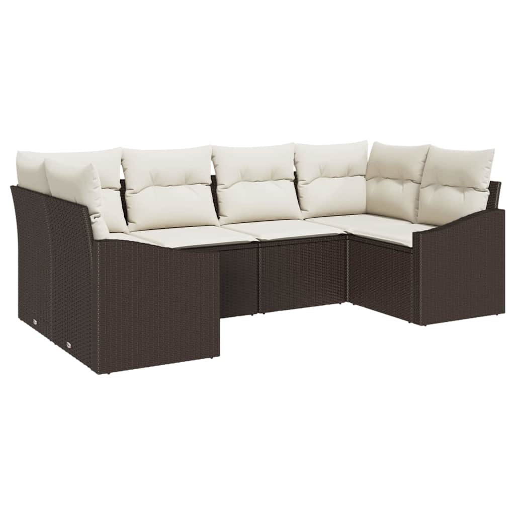 Set di divani 6 pz Marrone polyrattan