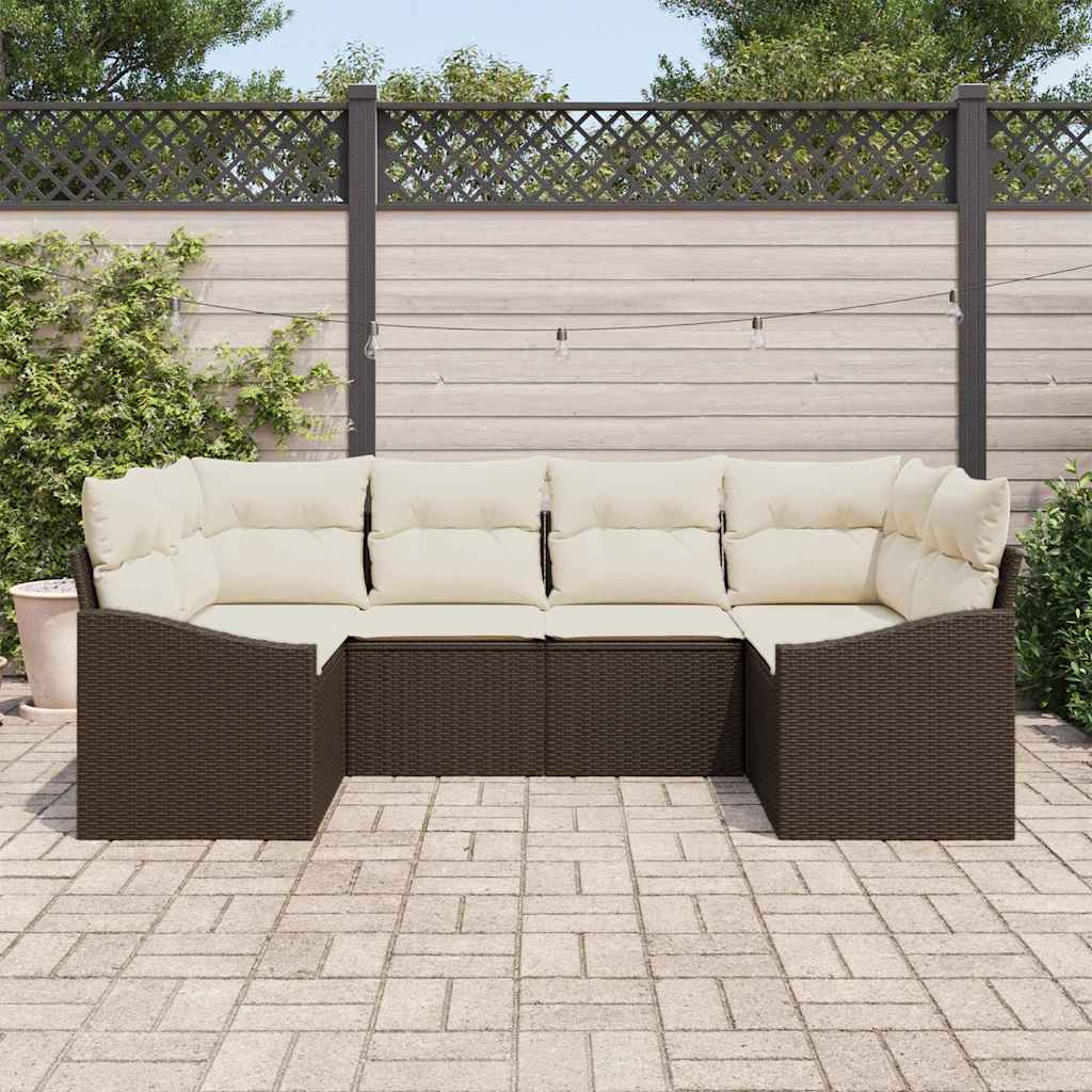 Set di divani 6 pz Marrone polyrattan