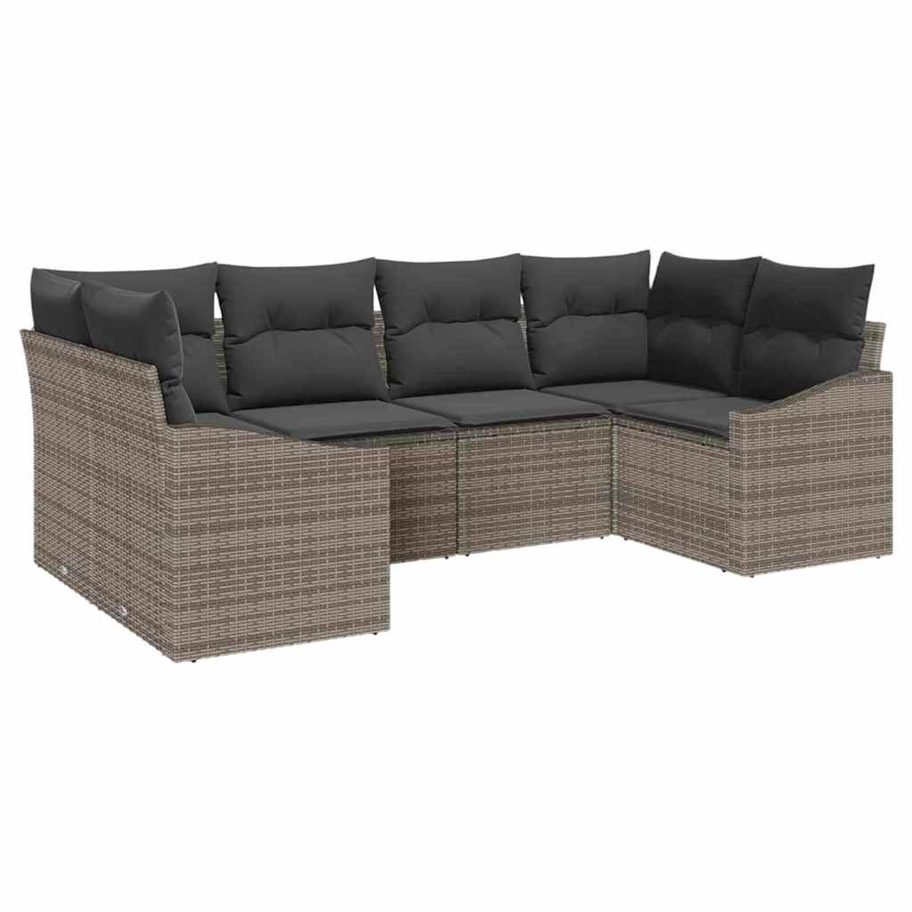 Set di divani 6 pz Grigio polyrattan