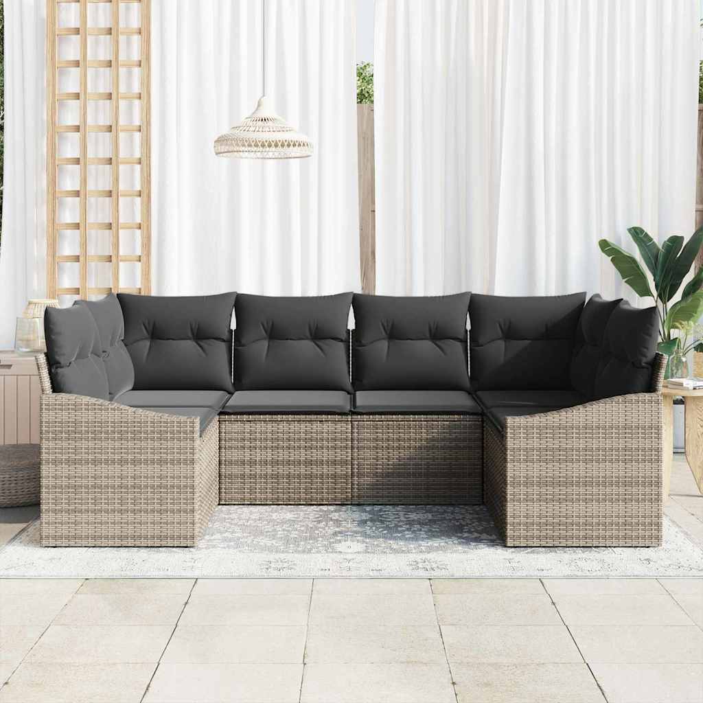 Set di divani 6 pz Grigio polyrattan