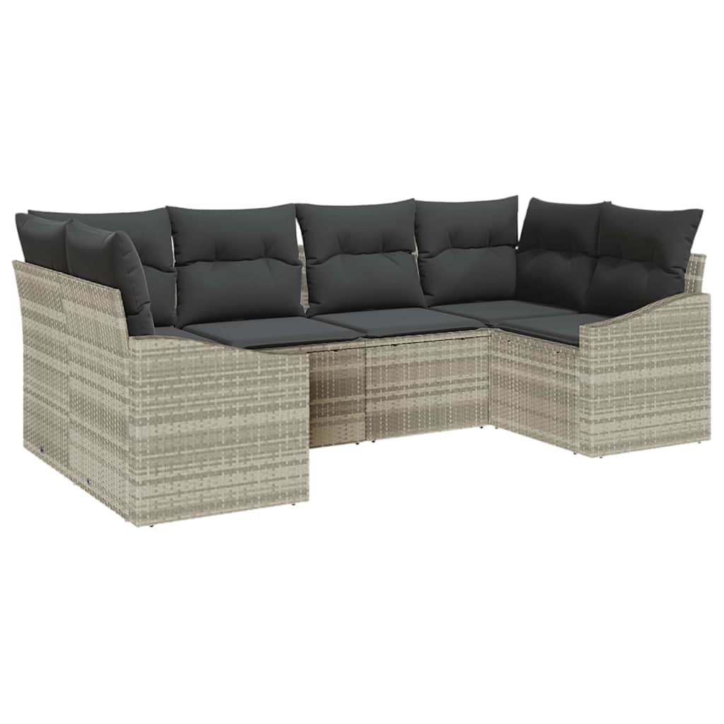 Set di divani 6 pz Grigio chiaro polyrattan