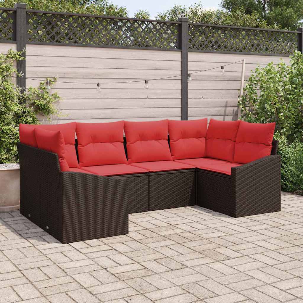 Set di divani 6 pz Marrone polyrattan