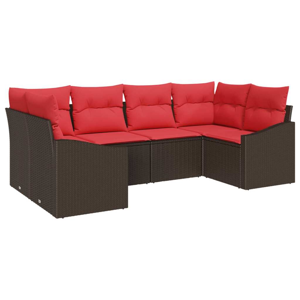 Set di divani 6 pz Marrone polyrattan