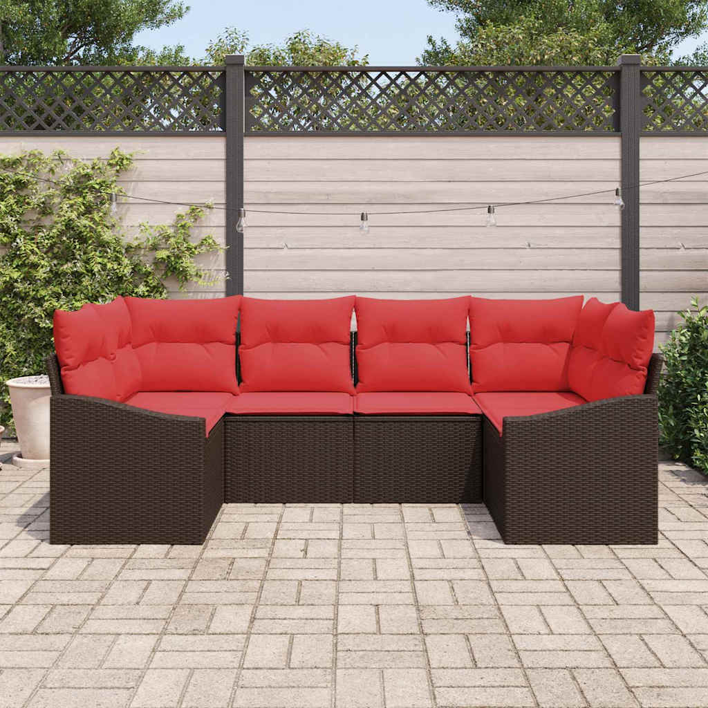 Set di divani 6 pz Marrone polyrattan