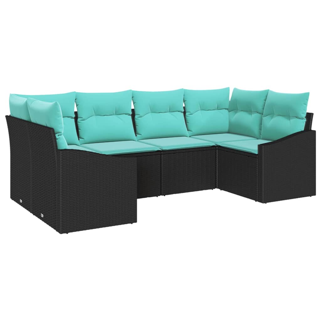 Set di divani 6 pz Nero polyrattan