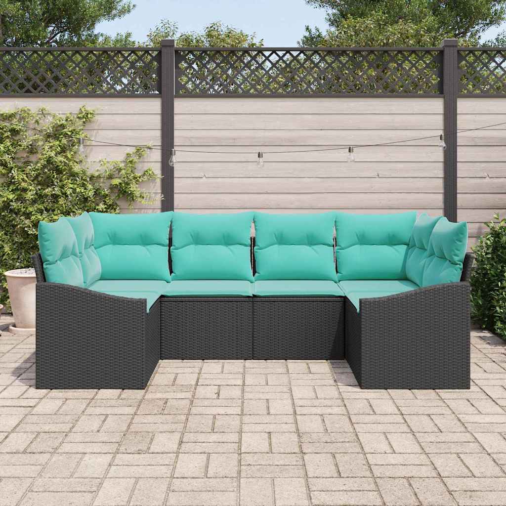 Set di divani 6 pz Nero polyrattan