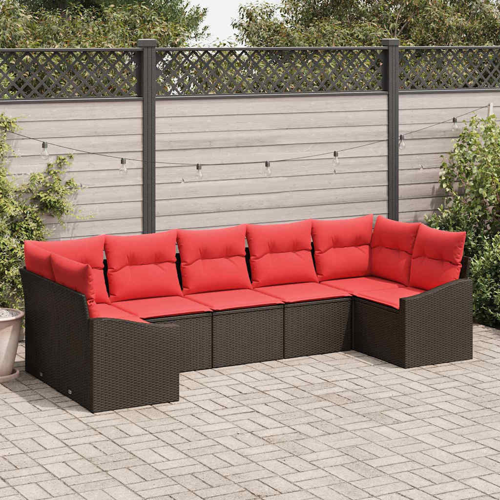 Set di divani 7 pz Marrone polyrattan