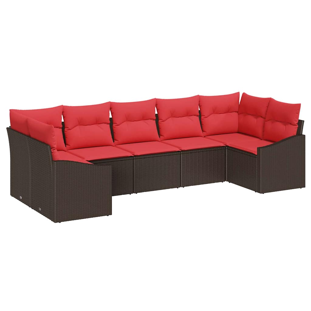 Set di divani 7 pz Marrone polyrattan