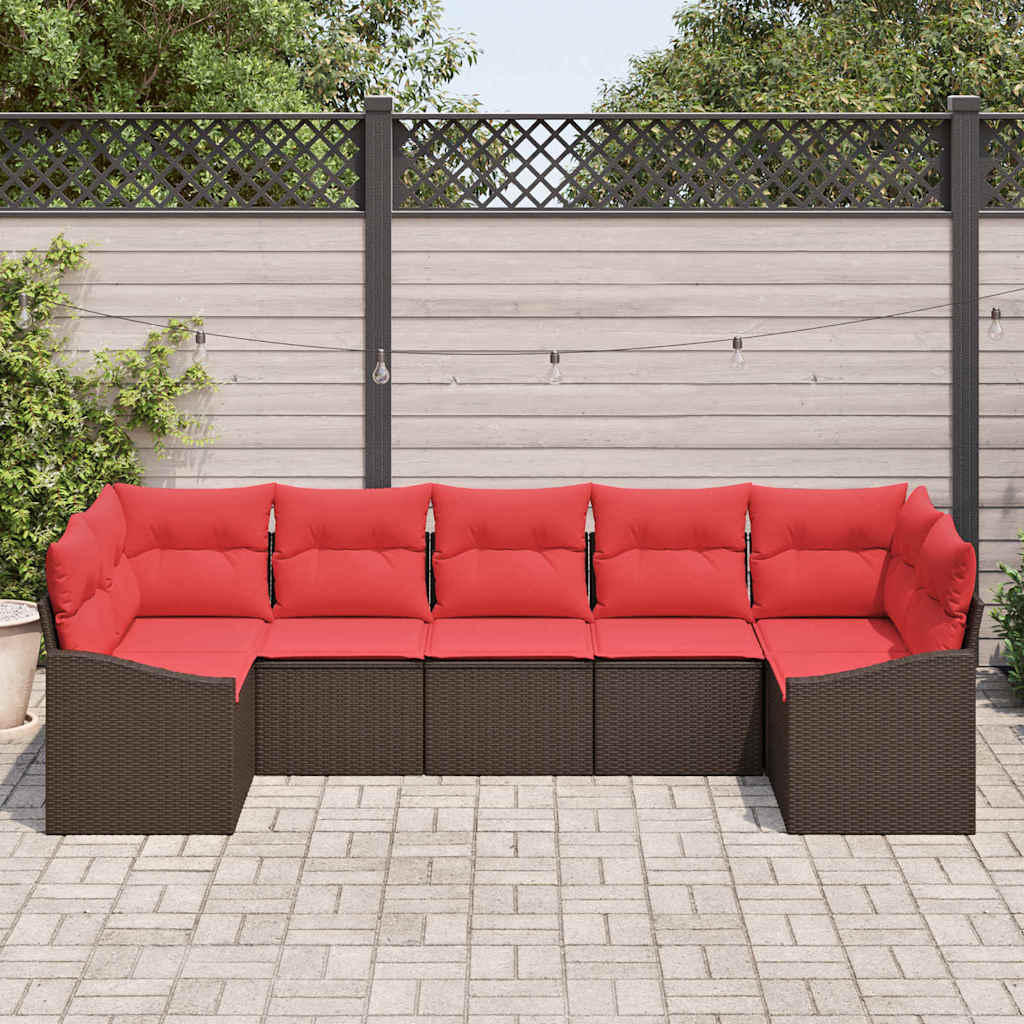 Set di divani 7 pz Marrone polyrattan