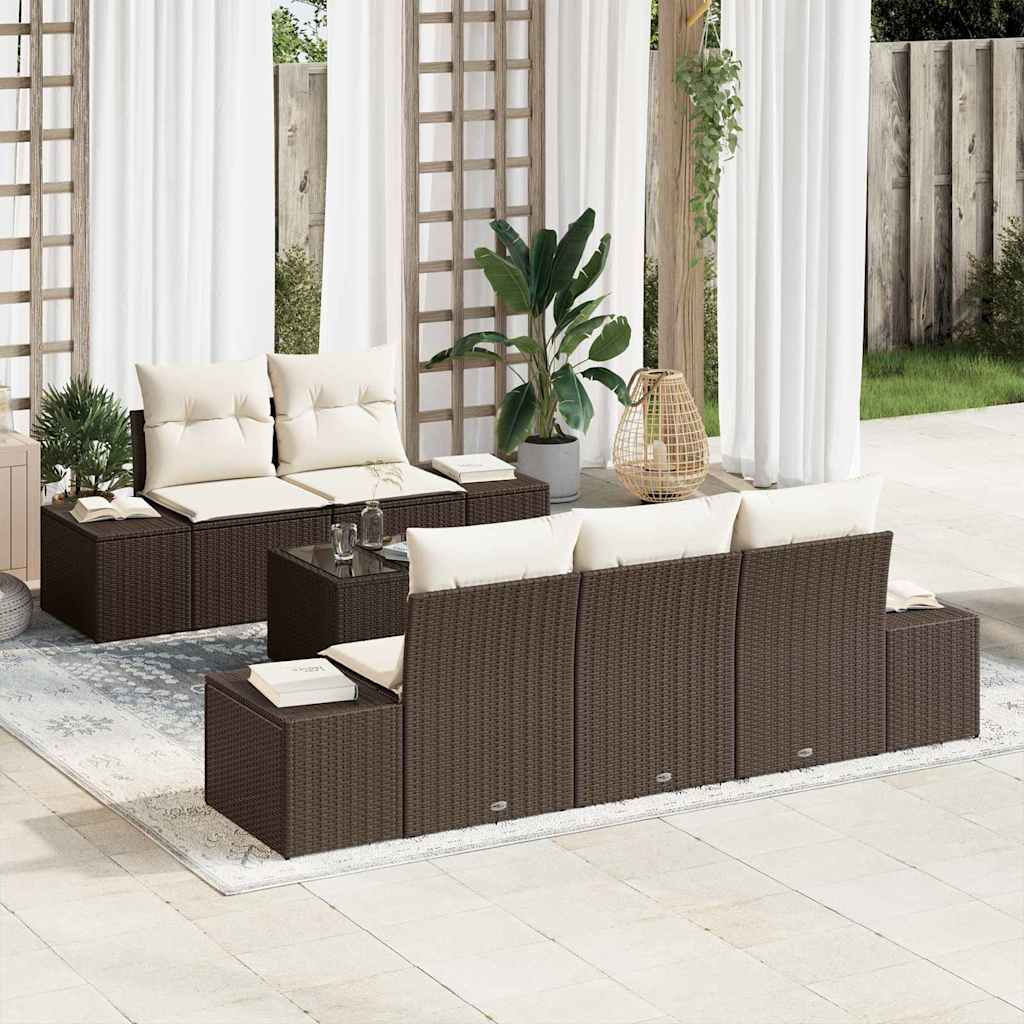 Set Divano da Giardino Marrone polyrattan