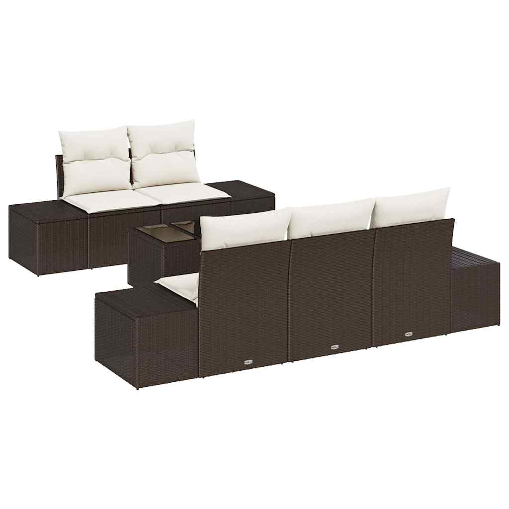 Set Divano da Giardino Marrone polyrattan