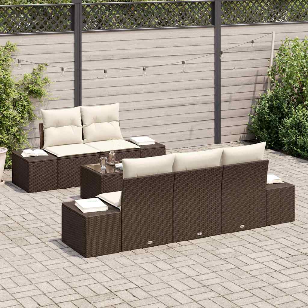 Set Divano da Giardino Marrone polyrattan