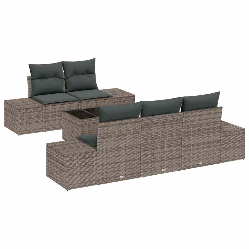 Set Divano da Giardino 6 pz Grigio polyrattan