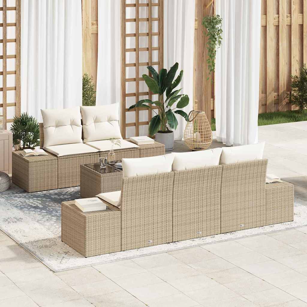 Set Divano da Giardino Beige polyrattan