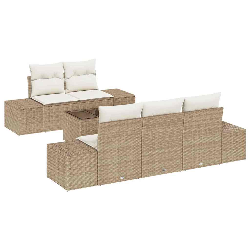 Set Divano da Giardino Beige polyrattan