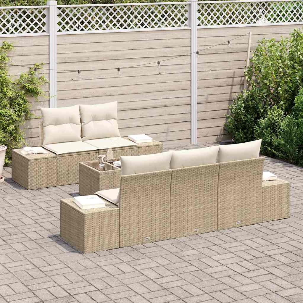 Set Divano da Giardino Beige polyrattan
