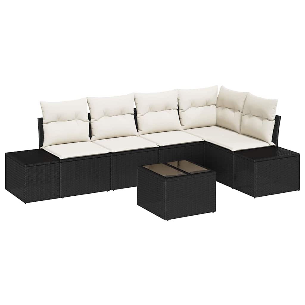 Set Divano da Giardino 6 pz Nero polyrattan