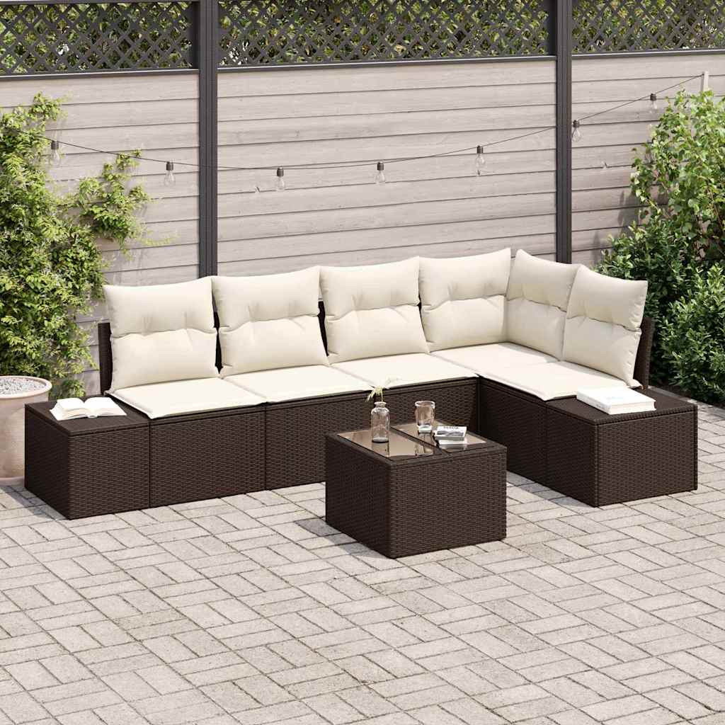 Set Divano da Giardino 6 pz Marrone polyrattan