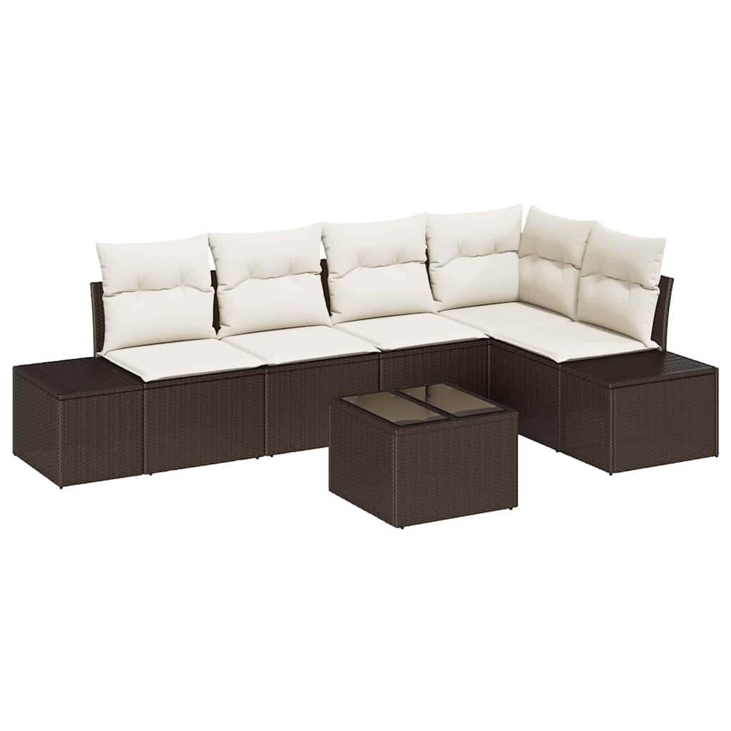 Set Divano da Giardino 6 pz Marrone polyrattan