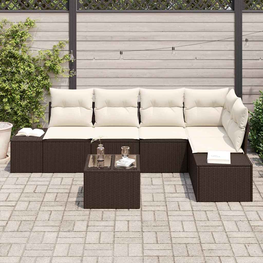 Set Divano da Giardino 6 pz Marrone polyrattan