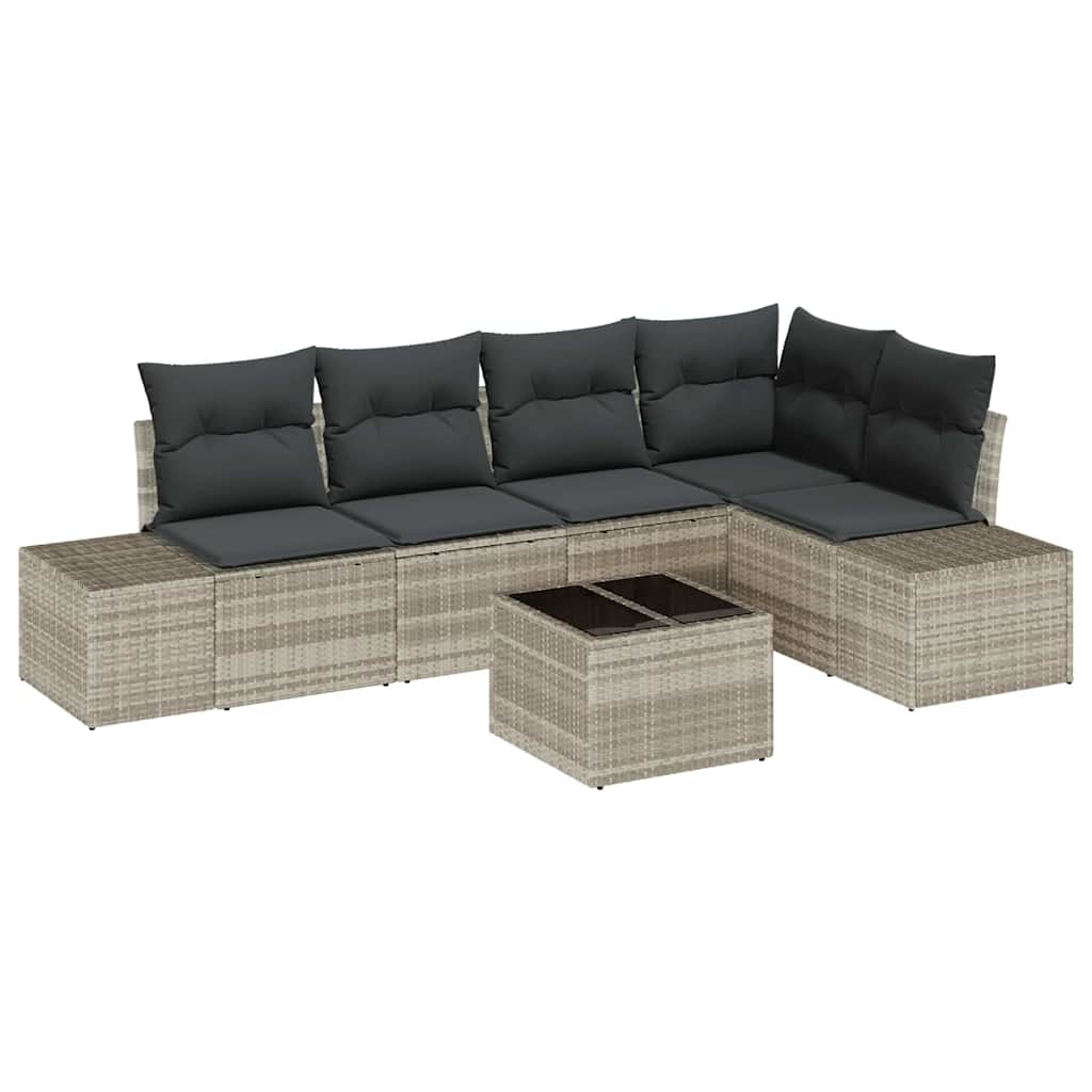 Set Divano da Giardino 6 pz Grigio chiaro polyrattan