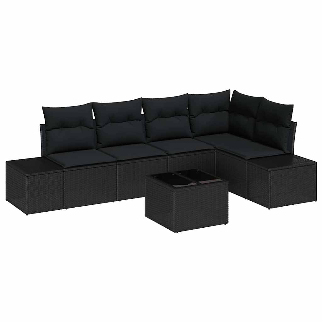 Set Divano da Giardino 6 pz Nero polyrattan