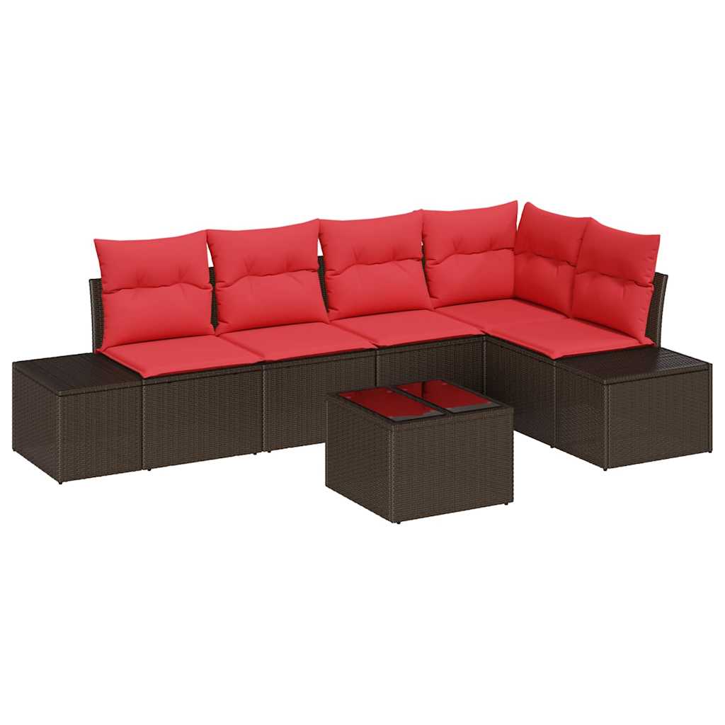 Set Divano da Giardino 6 pz Marrone polyrattan