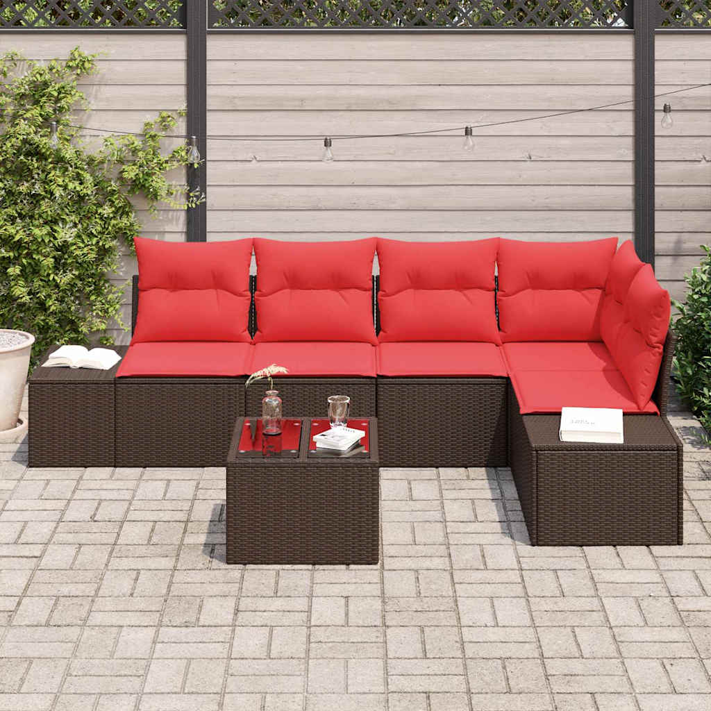 Set Divano da Giardino 6 pz Marrone polyrattan