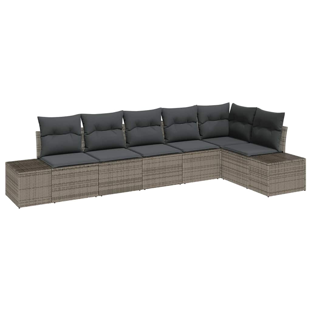 Set Divano da Giardino 6 pz Grigio polyrattan