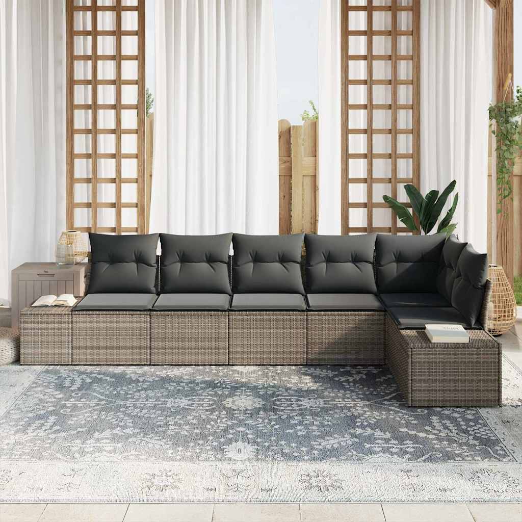 Set Divano da Giardino 6 pz Grigio polyrattan