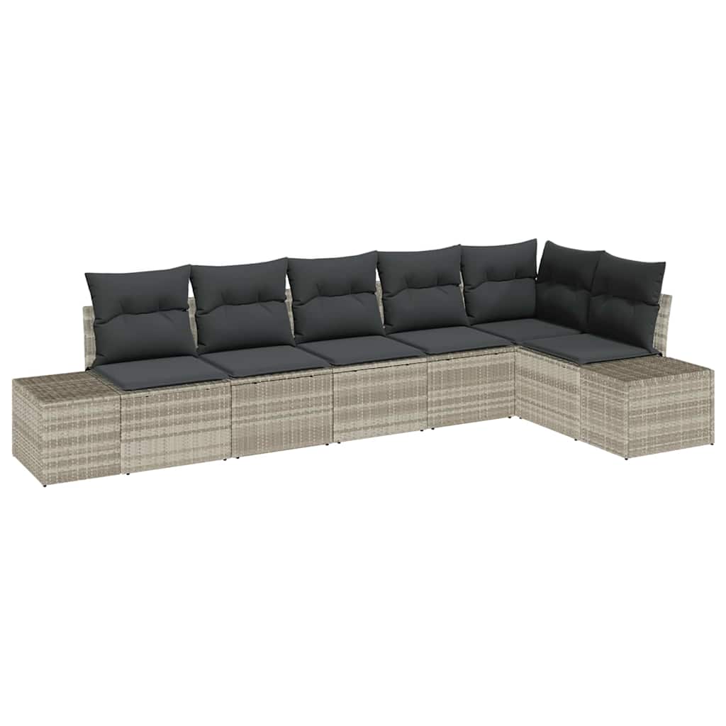 Set Divano da Giardino 6 pz Grigio chiaro polyrattan