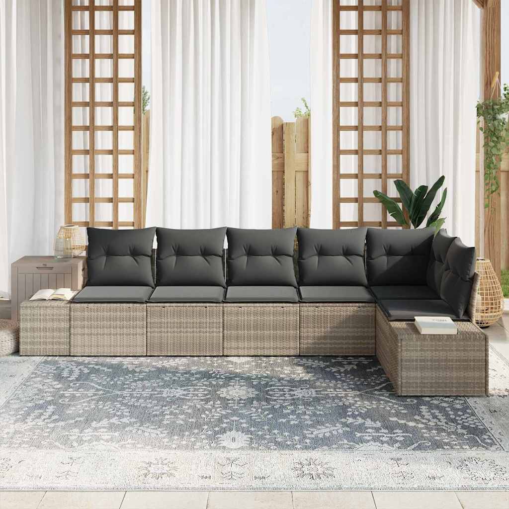 Set Divano da Giardino 6 pz Grigio chiaro polyrattan