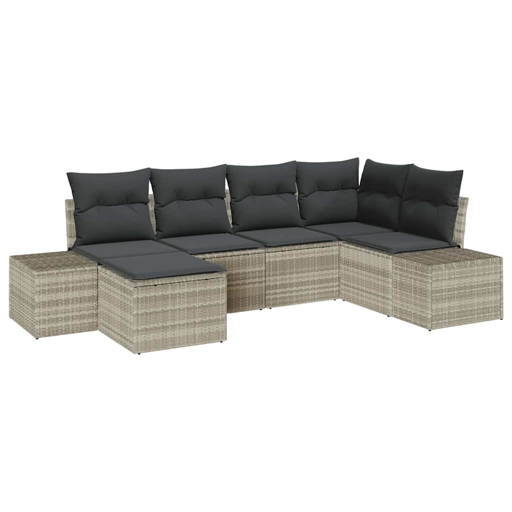 Set Divano da Giardino 6 pz Grigio chiaro polyrattan