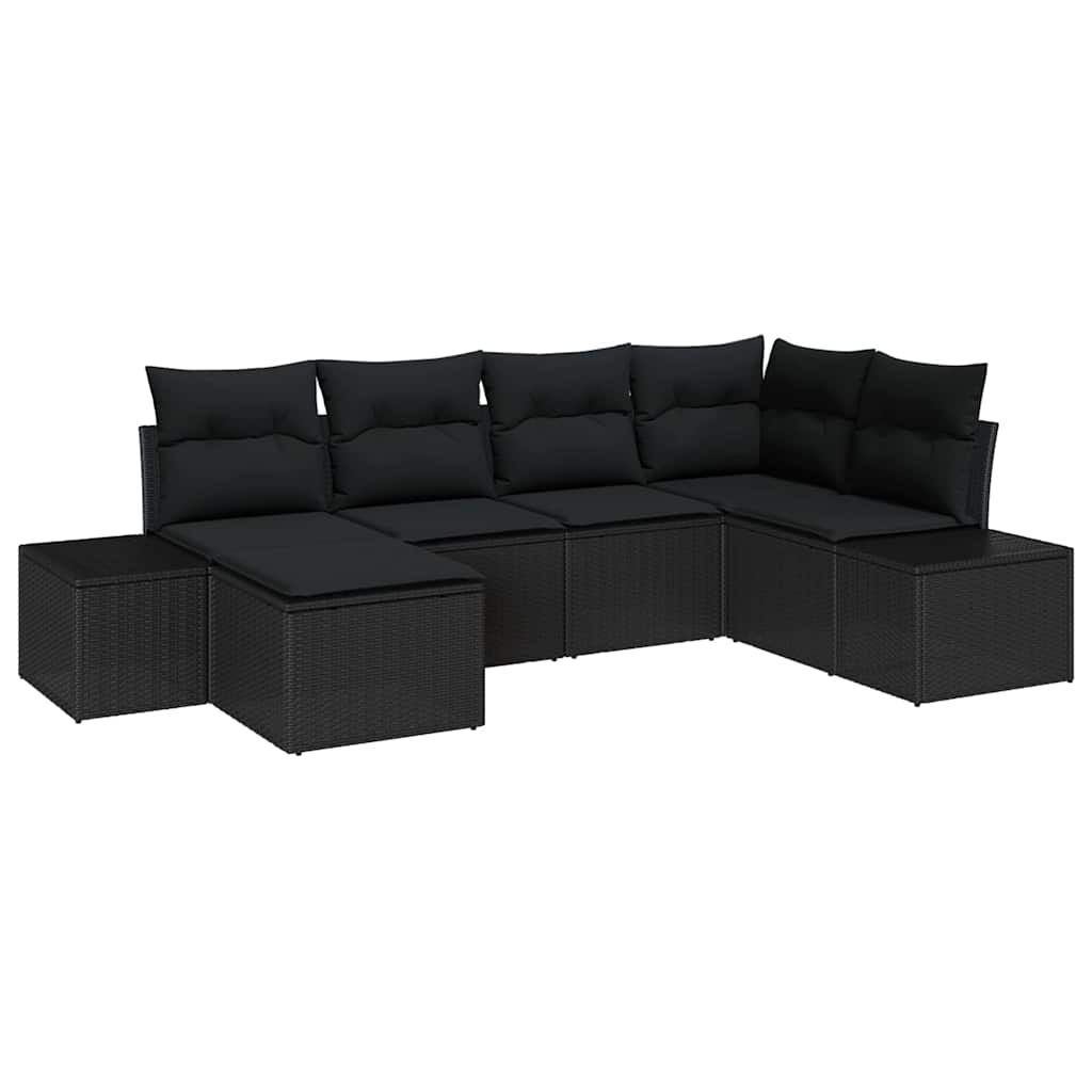 Set Divano da Giardino 6 pz Nero polyrattan
