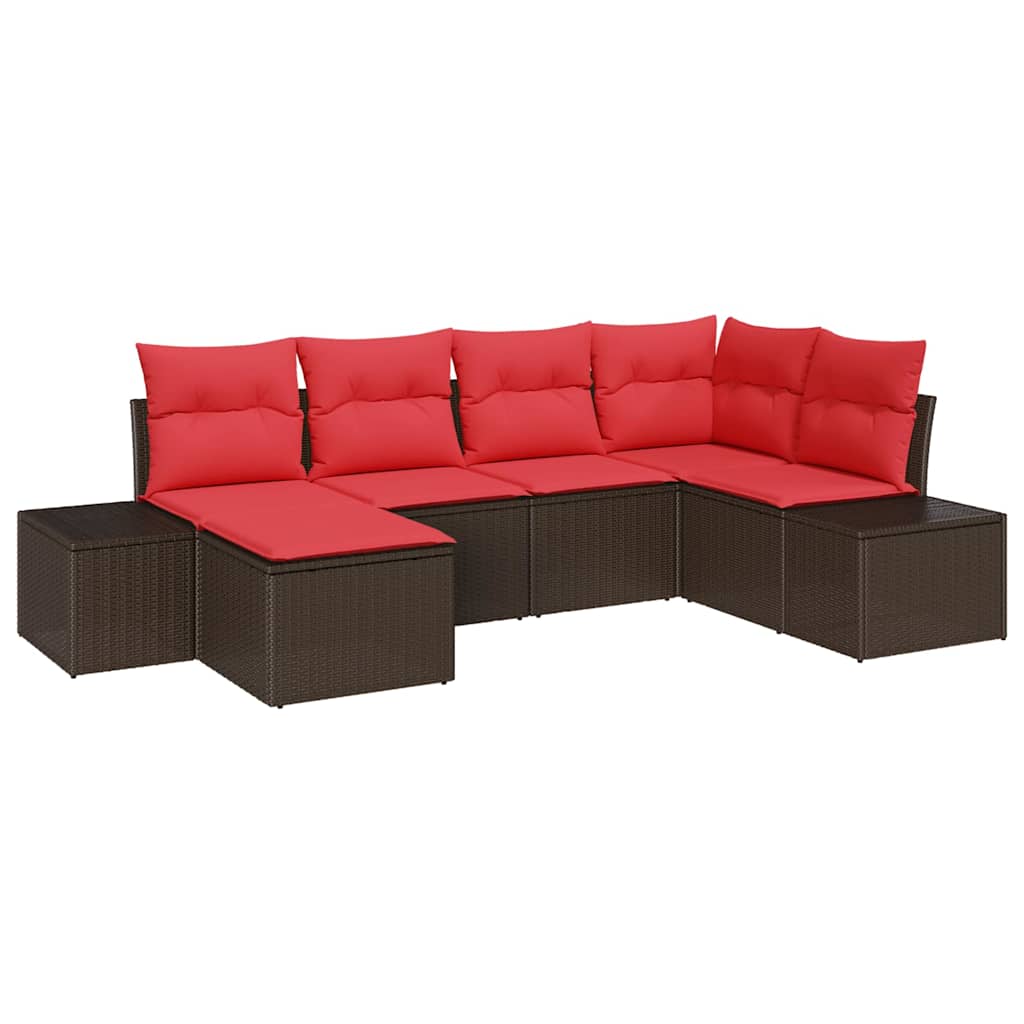 Set Divano da Giardino 6 pz Marrone polyrattan