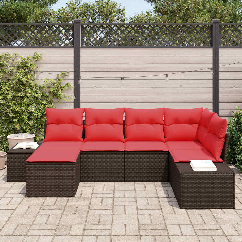 Set Divano da Giardino 6 pz Marrone polyrattan