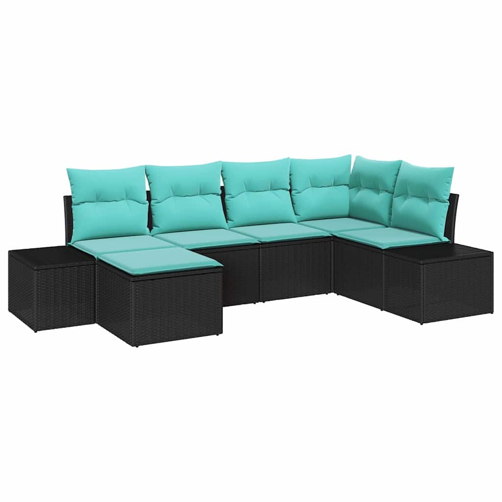 Salotto da giardino 6 pz nero polyrattan modulare