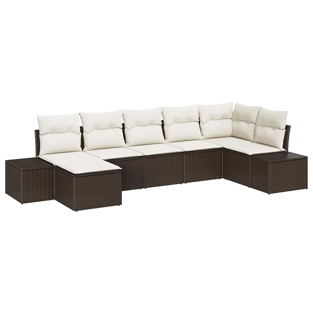 Salotto da giardino 7 posti polyrattan marrone