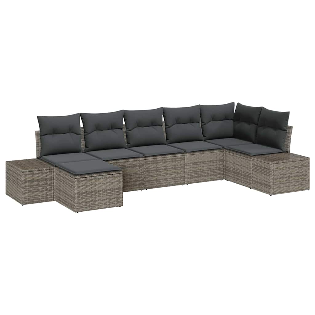 Set Divano da Giardino 7 pz Grigio polyrattan