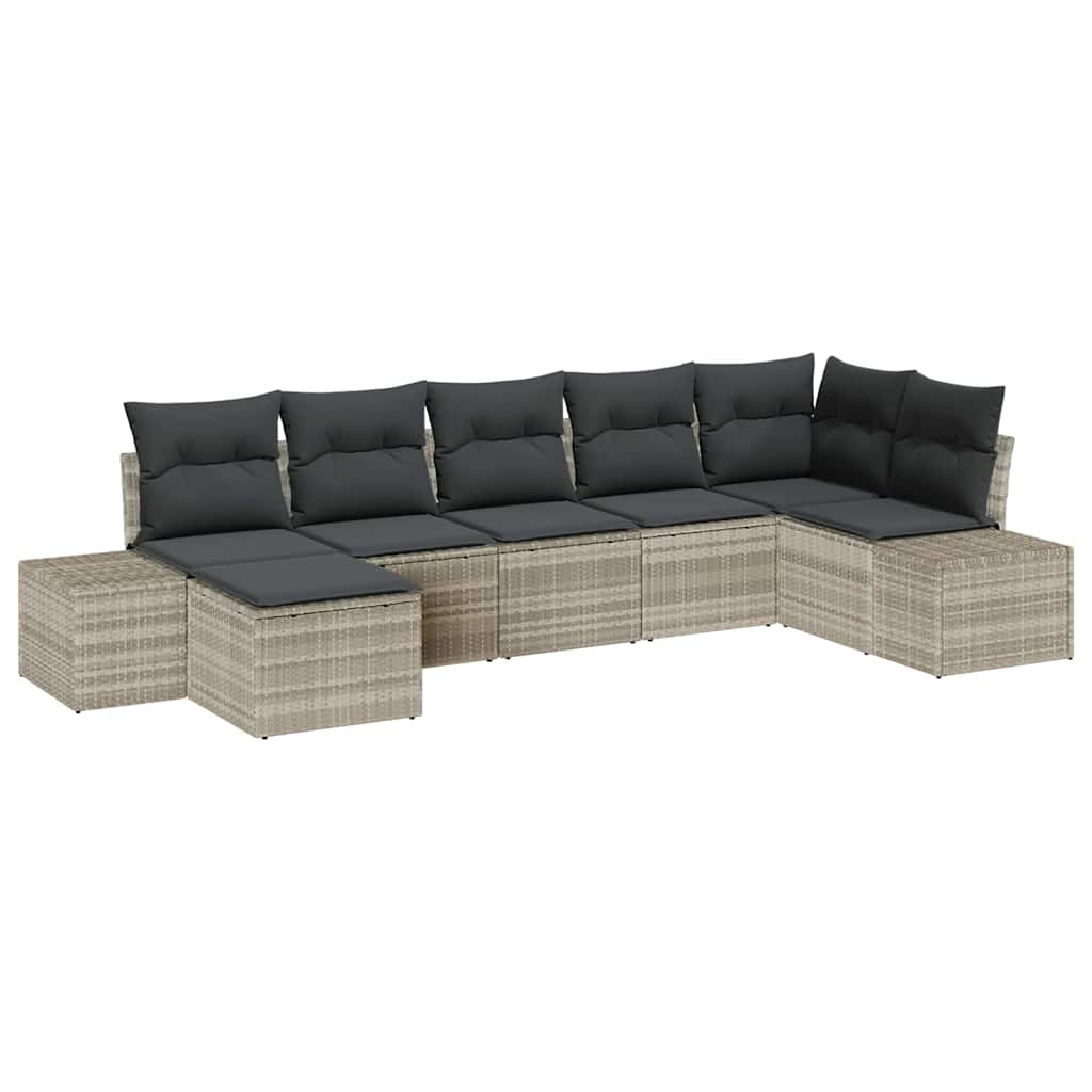 Set Divano da Giardino 7 pz Grigio chiaro polyrattan
