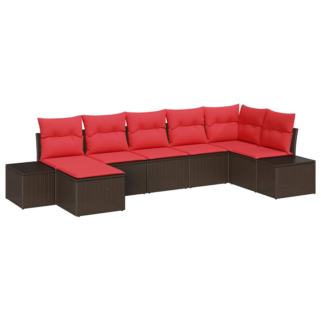 Set Divano da Giardino 7 pz Marrone polyrattan